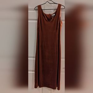 Velvet Rust sleeveless midi dress